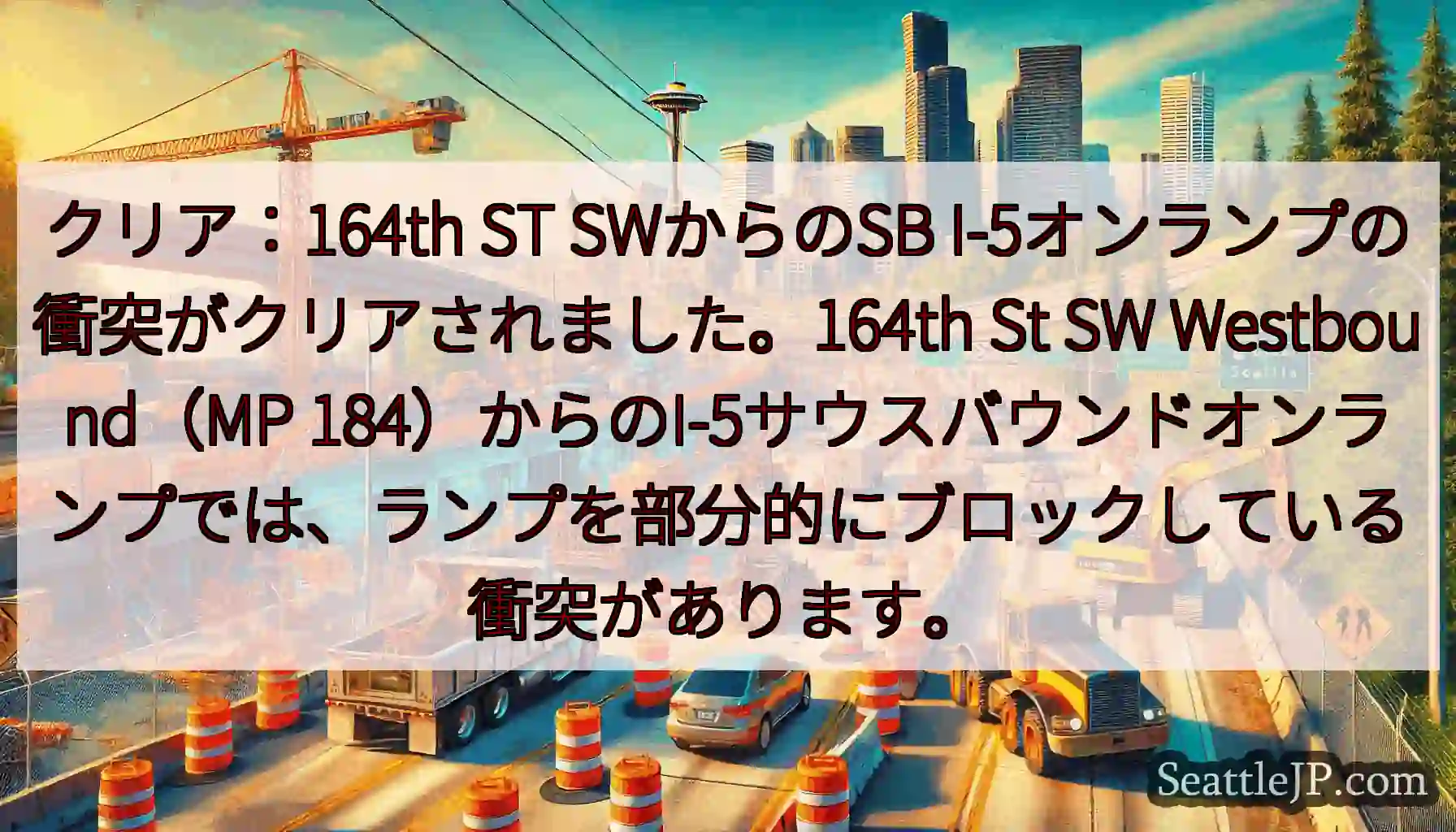 クリア：164th ST SWからのSB I-5オンランプの衝突がクリアされました。164th