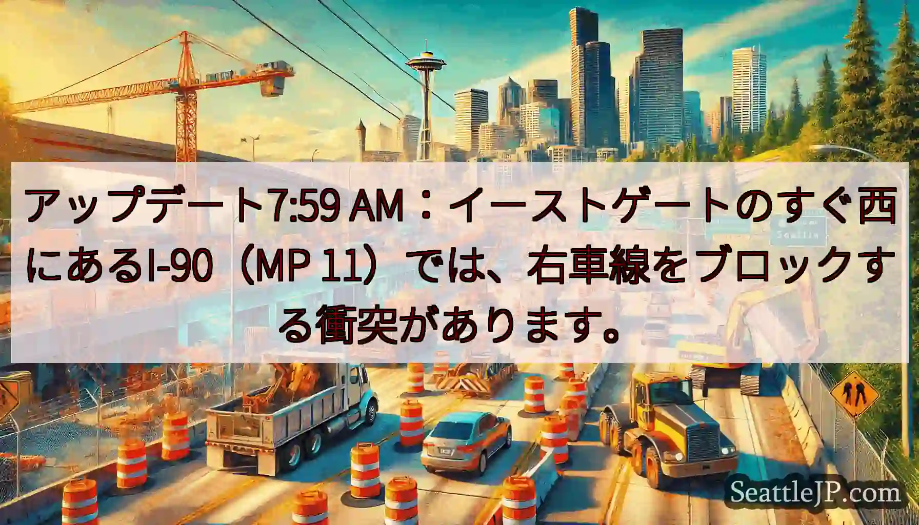 アップデート7:59 AM：イーストゲートのすぐ西にあるI-90（MP