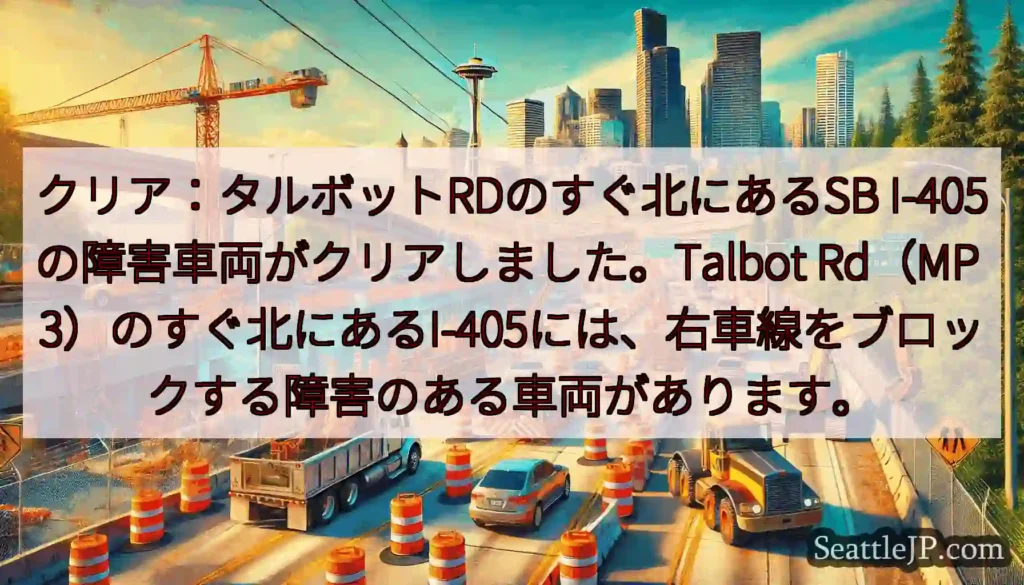 クリア：タルボットRDのすぐ北にあるSB I-405の障害車両がクリアしました。Talbot
