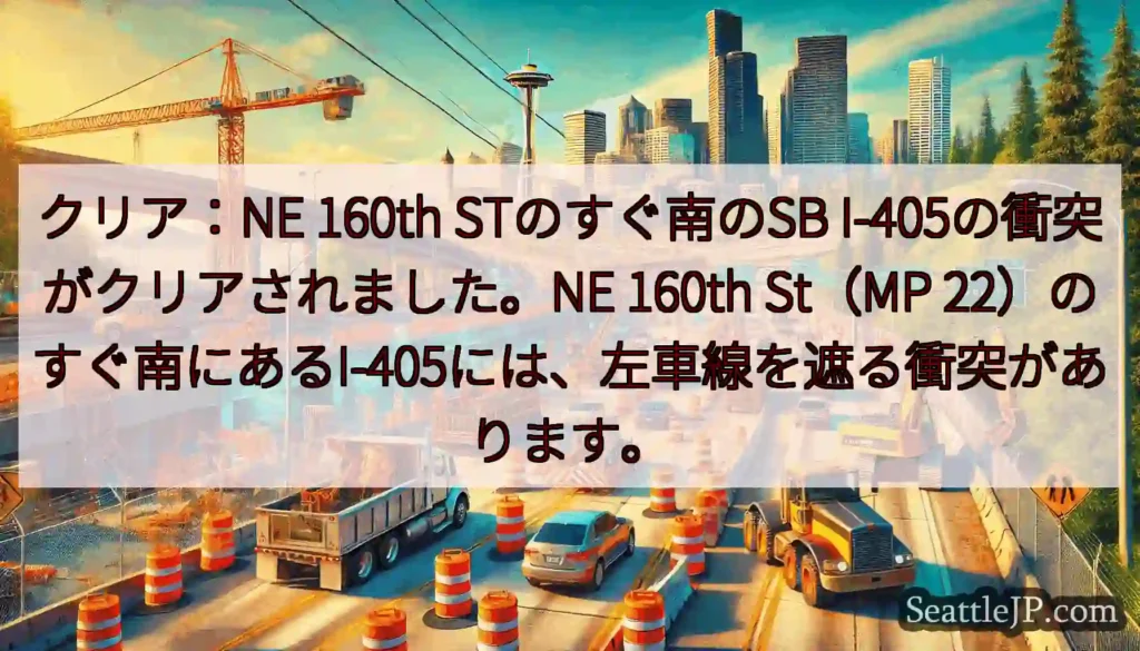 クリア：NE 160th STのすぐ南のSB I-405の衝突がクリアされました。NE 160th