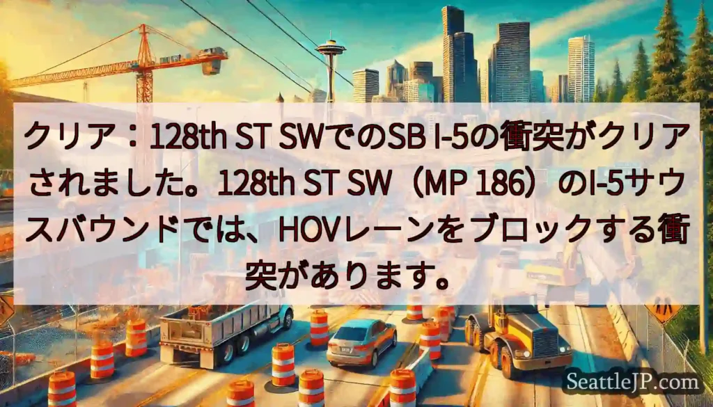 クリア：128th ST SWでのSB I-5の衝突がクリアされました。128th ST