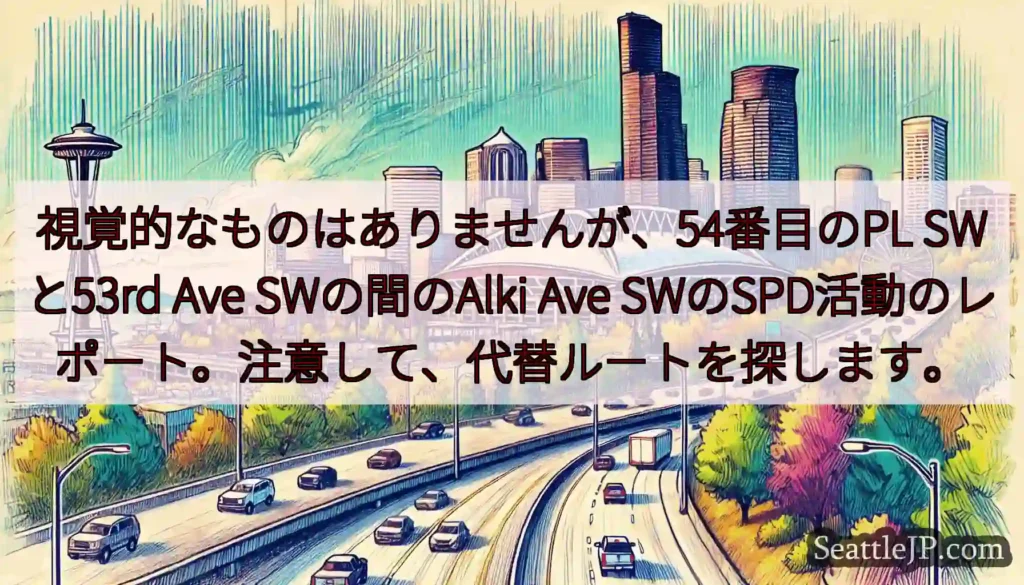 視覚的なものはありませんが、54番目のPL SWと53rd Ave SWの間のAlki Ave