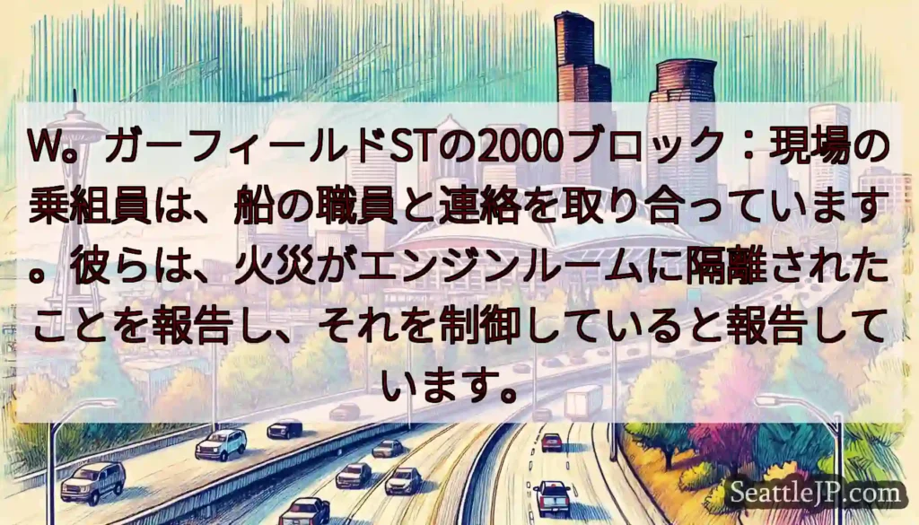 W。ガーフィールドSTの2000ブロック：現場の乗組員は、船の職員と連絡を取り合っています。彼らは、