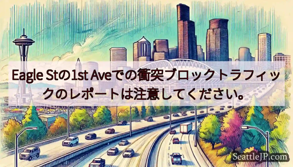 Eagle Stの1st Aveでの衝突ブロックトラフィックのレポートは注意してください。
