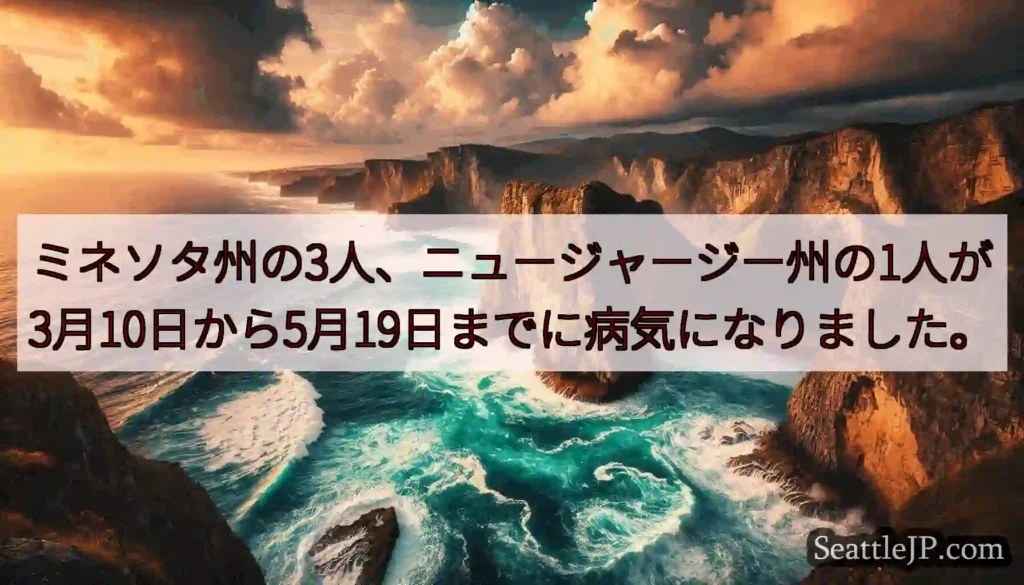 ミネソタ州の3人、ニュージャージー州の1人が3月10日から5月19日までに病気になりました。