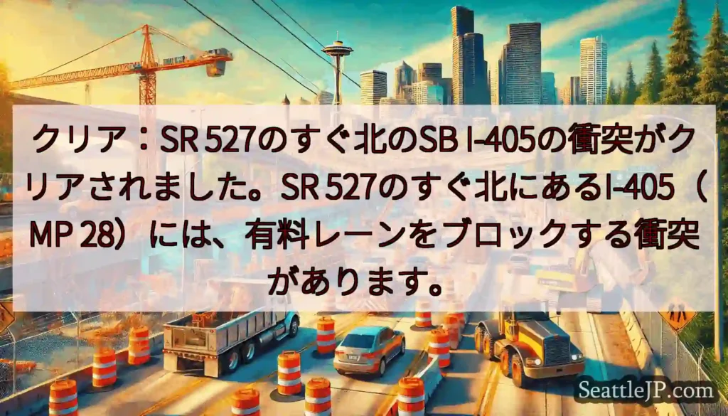 クリア：SR 527のすぐ北のSB I-405の衝突がクリアされました。SR