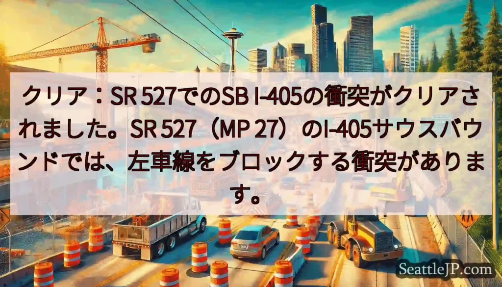 クリア：SR 527でのSB I-405の衝突がクリアされました。SR 527（MP