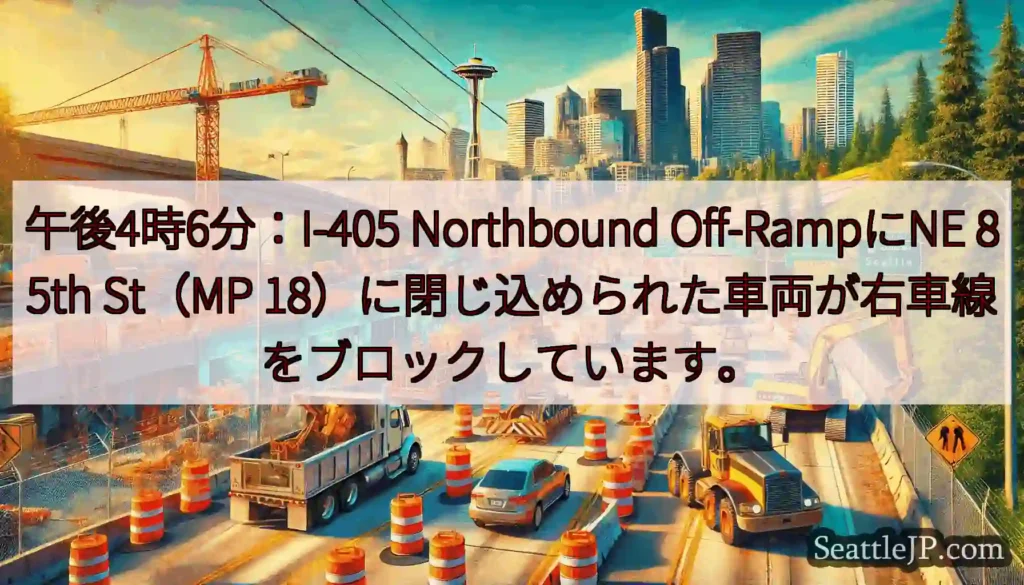 午後4時6分：I-405 Northbound Off-RampにNE 85th St（MP