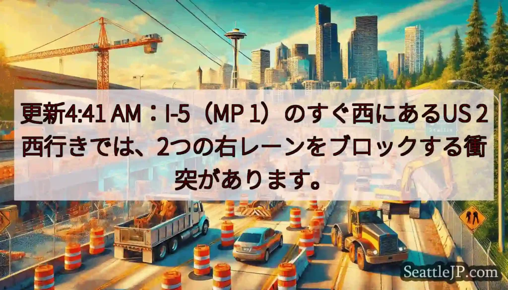 更新4:41 AM：I-5（MP 1）のすぐ西にあるUS