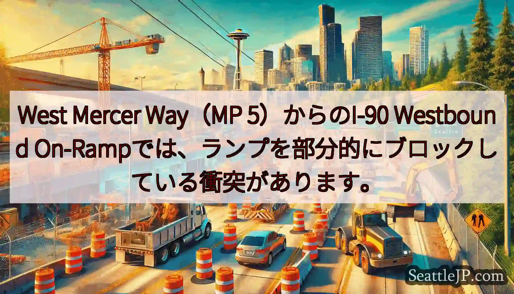 West Mercer Way（MP 5）からのI-90 Westbound