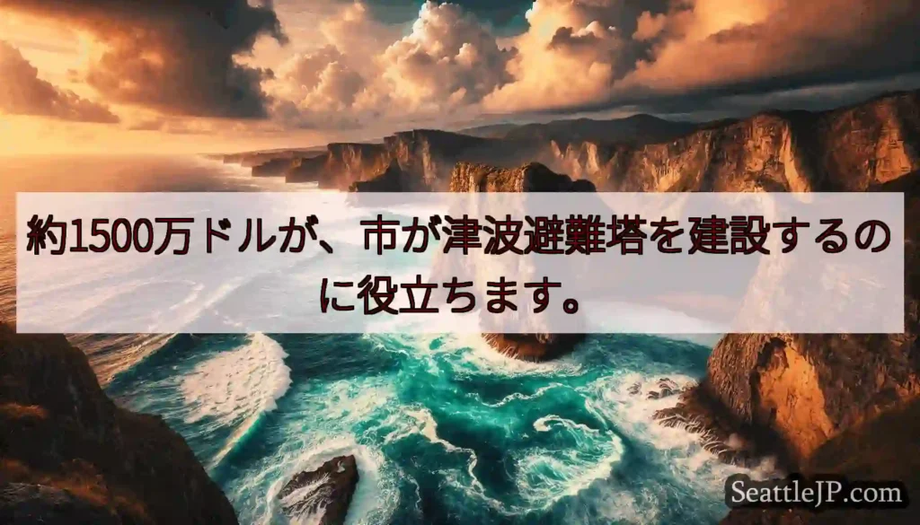 約1500万ドルが、市が津波避難塔を建設するのに役立ちます。