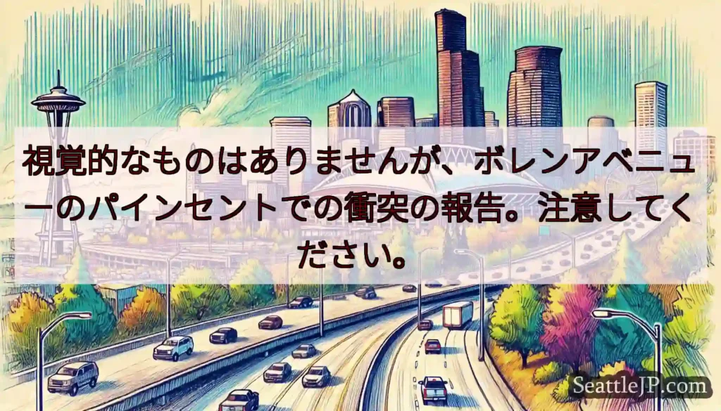 視覚的なものはありませんが、ボレンアベニューのパインセントでの衝突の報告。注意してください。