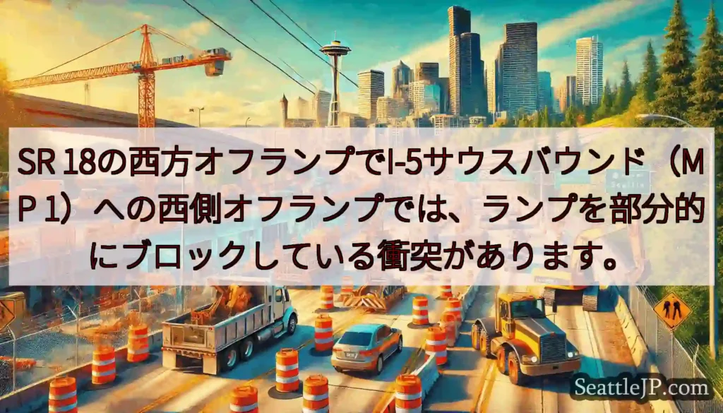 SR 18の西方オフランプでI-5サウスバウンド（MP