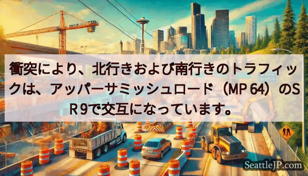 衝突により、北行きおよび南行きのトラフィックは、アッパーサミッシュロード（MP 64）のSR