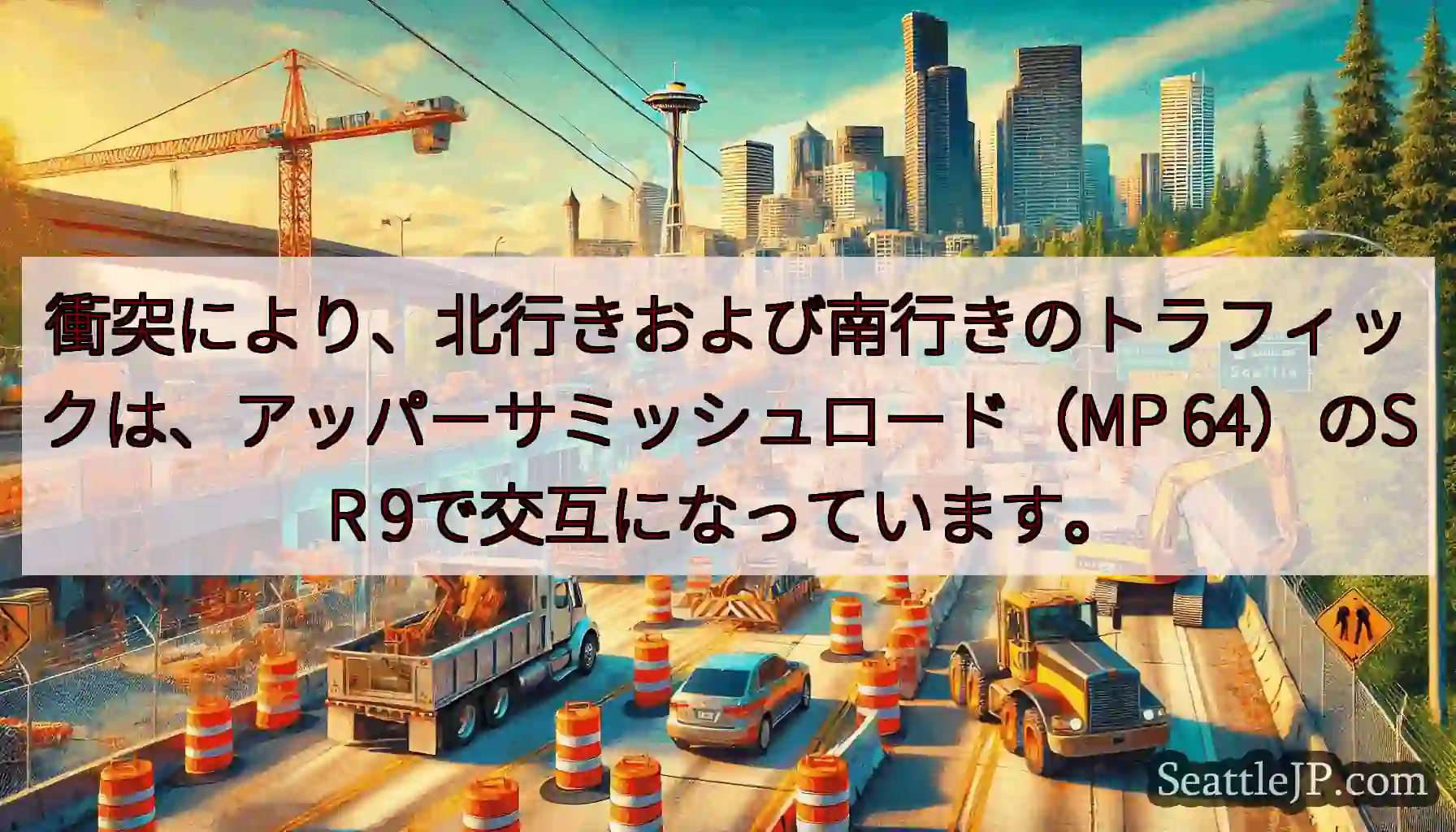 衝突により、北行きおよび南行きのトラフィックは、アッパーサミッシュロード（MP 64）のSR