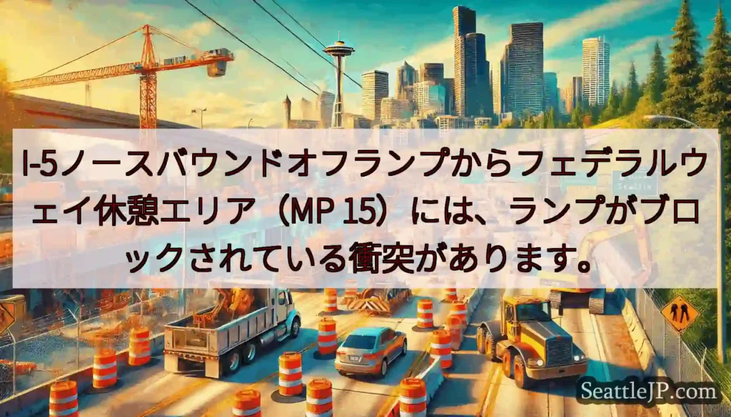 I-5ノースバウンドオフランプからフェデラルウェイ休憩エリア（MP