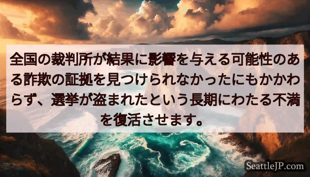 全国の裁判所が結果に影響を与える可能性のある詐欺の証拠を見つけられなかったにもかかわらず、選挙が盗ま