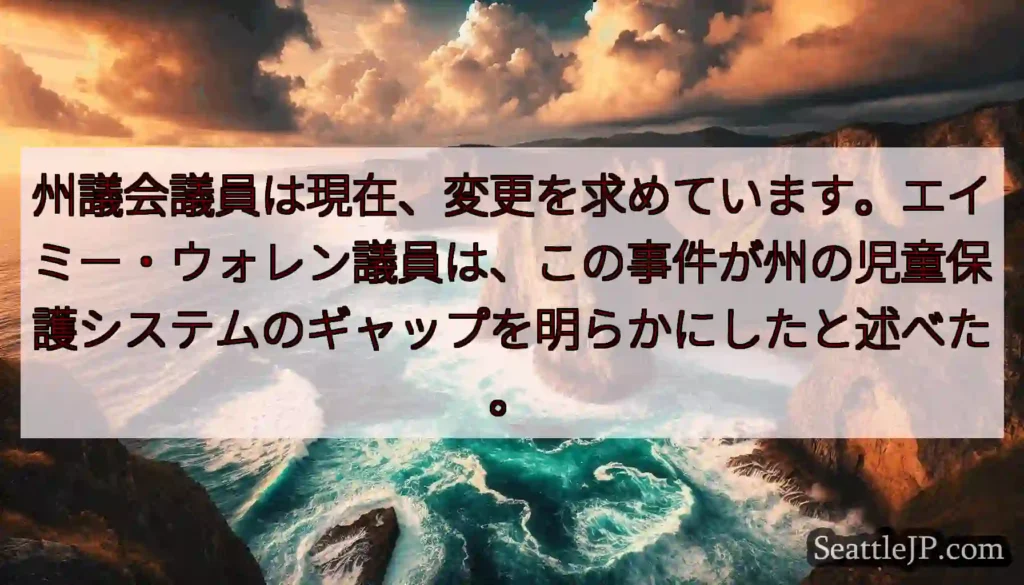 州議会議員は現在、変更を求めています。エイミー・ウォレン議員は、この事件が州の児童保護システムのギャ