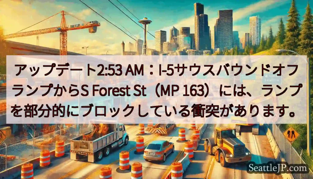 アップデート2:53 AM：I-5サウスバウンドオフランプからS Forest St（MP
