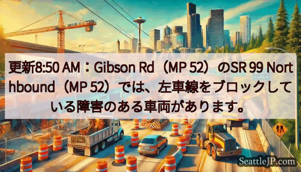 更新8:50 AM：Gibson Rd（MP 52）のSR 99 Northbound（MP