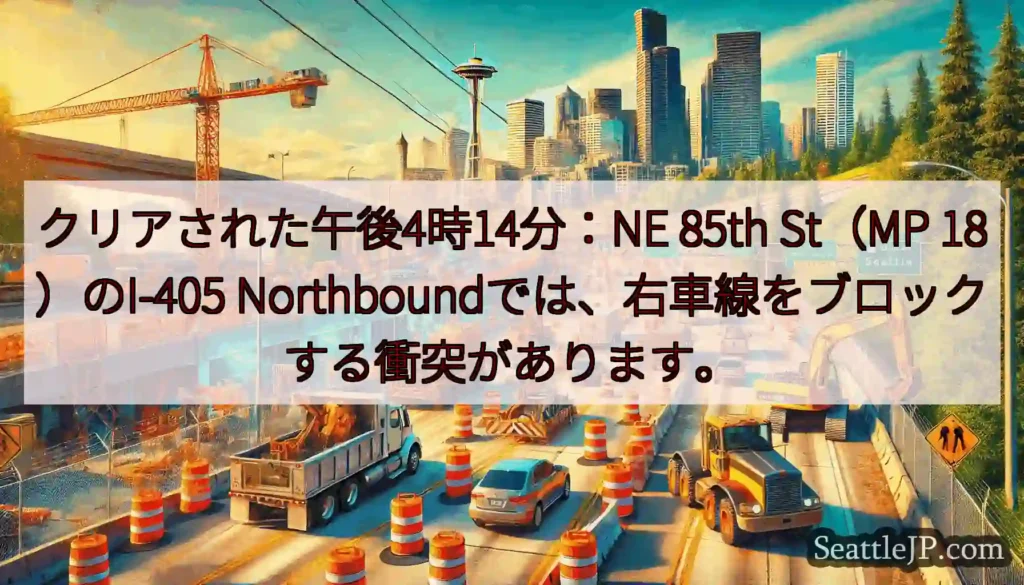 クリアされた午後4時14分：NE 85th St（MP 18）のI-405
