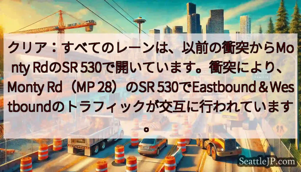 クリア：すべてのレーンは、以前の衝突からMonty RdのSR