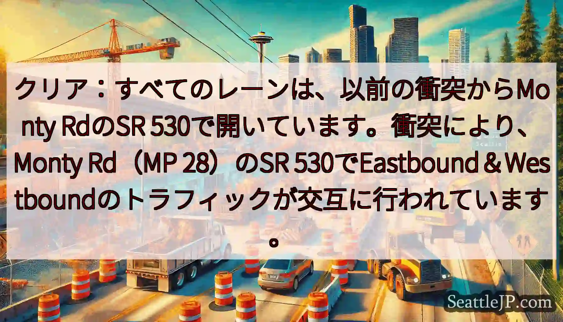 クリア：すべてのレーンは、以前の衝突からMonty RdのSR