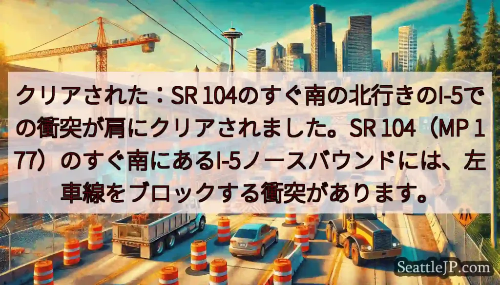 クリアされた：SR 104のすぐ南の北行きのI-5での衝突が肩にクリアされました。SR