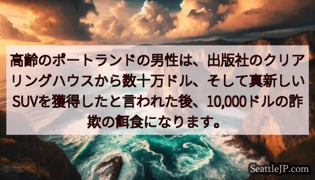 高齢のポートランドの男性は、出版社のクリアリングハウスから数十万ドル、そして真新しいSUVを獲得した