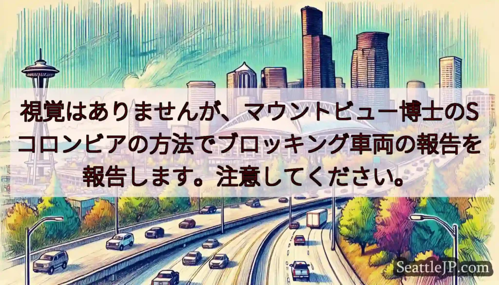 視覚はありませんが、マウントビュー博士のSコロンビアの方法でブロッキング車両の報告を報告します。注意