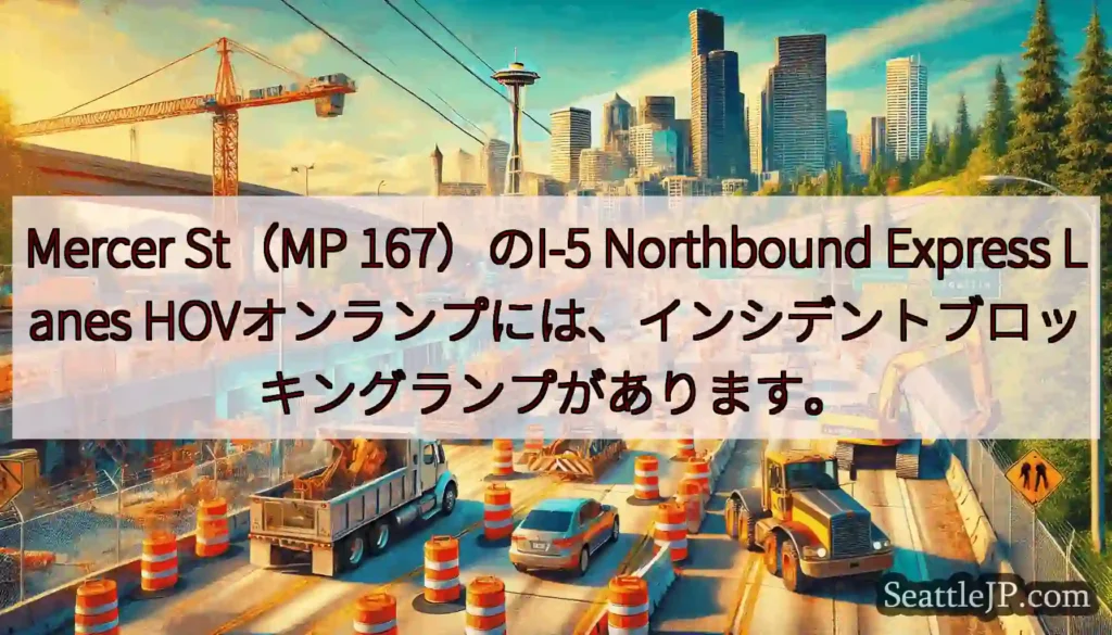 Mercer St（MP 167）のI-5 Northbound Express Lanes