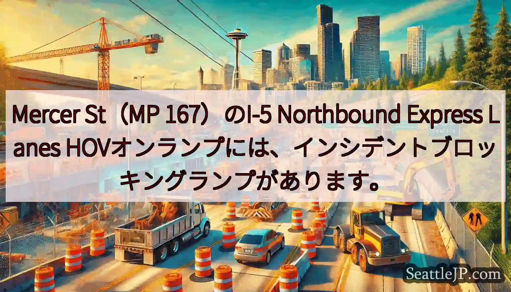 Mercer St（MP 167）のI-5 Northbound Express Lanes