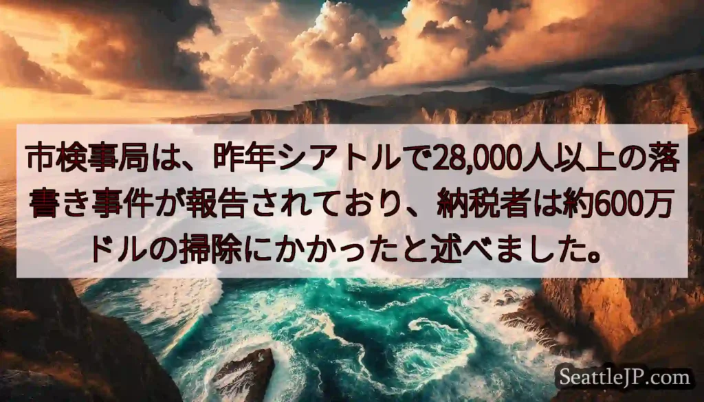 市検事局は、昨年シアトルで28,000人以上の落書き事件が報告されており、納税者は約600万ドルの掃