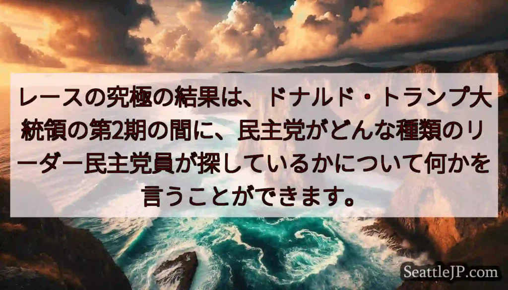 レースの究極の結果は、ドナルド・トランプ大統領の第2期の間に、民主党がどんな種類のリーダー民主党員が
