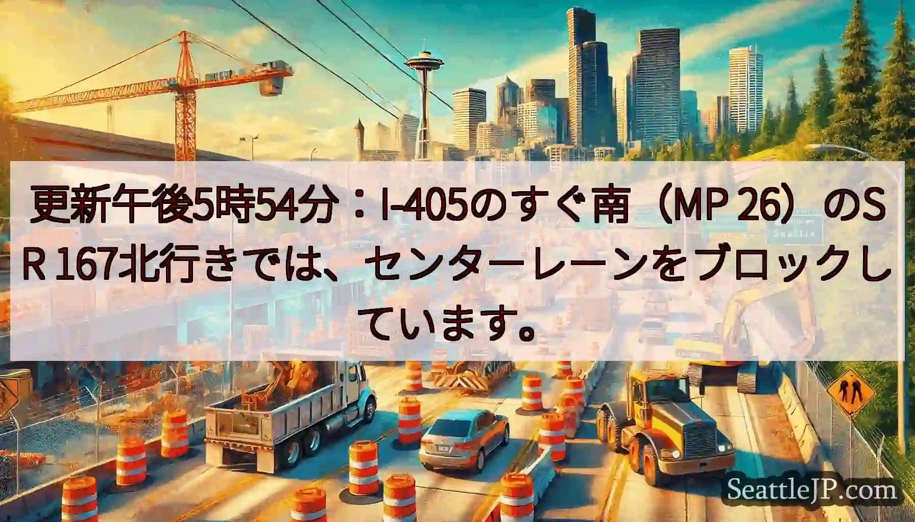 更新午後5時54分：I-405のすぐ南（MP 26）のSR