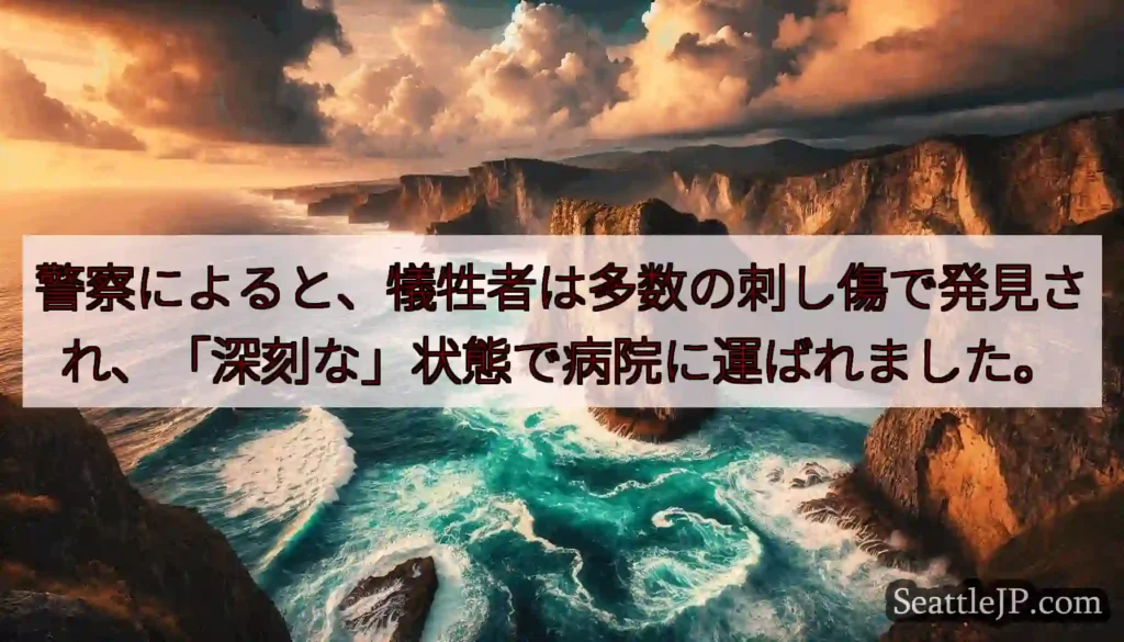 警察によると、犠牲者は多数の刺し傷で発見され、「深刻な」状態で病院に運ばれました。