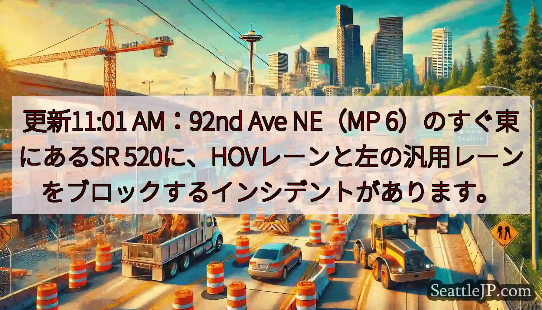 更新11:01 AM：92nd Ave NE（MP 6）のすぐ東にあるSR