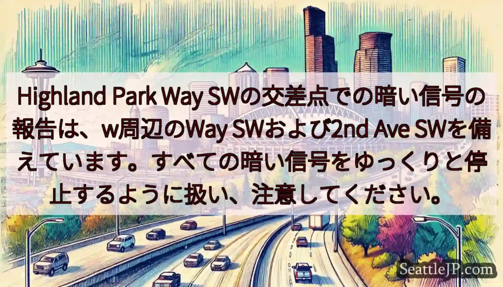Highland Park Way SWの交差点での暗い信号の報告は、w周辺のWay