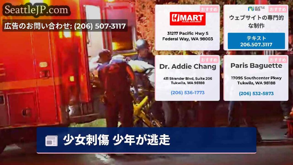 少女刺傷 少年が逃走