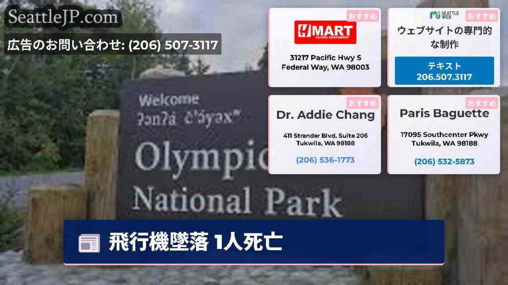 飛行機墜落 1人死亡