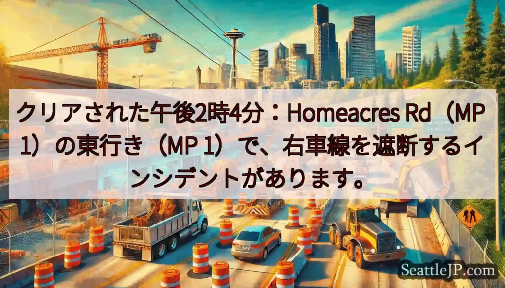 クリアされた午後2時4分：Homeacres Rd（MP 1）の東行き（MP