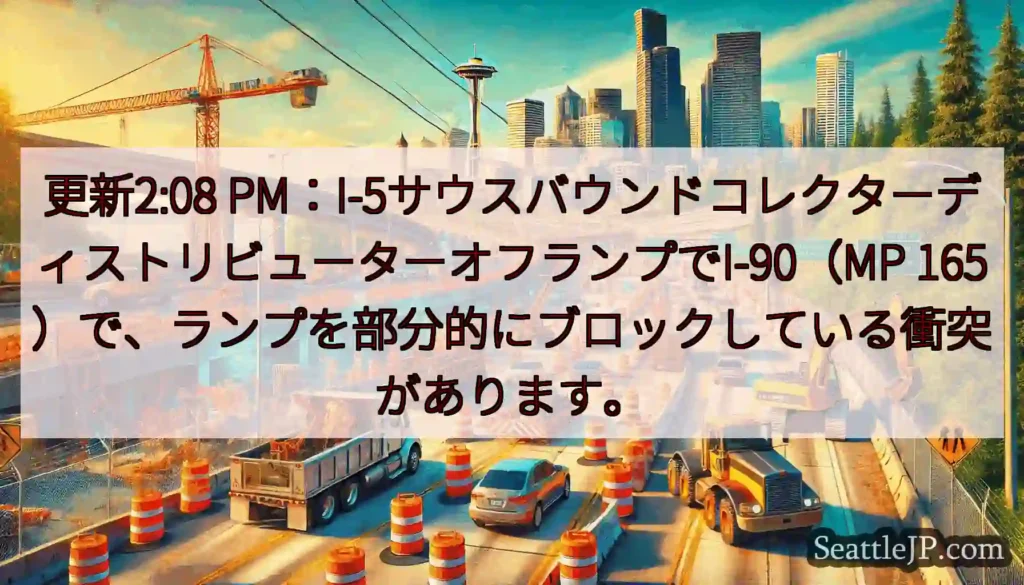 更新2:08 PM：I-5サウスバウンドコレクターディストリビューターオフランプでI-90（MP