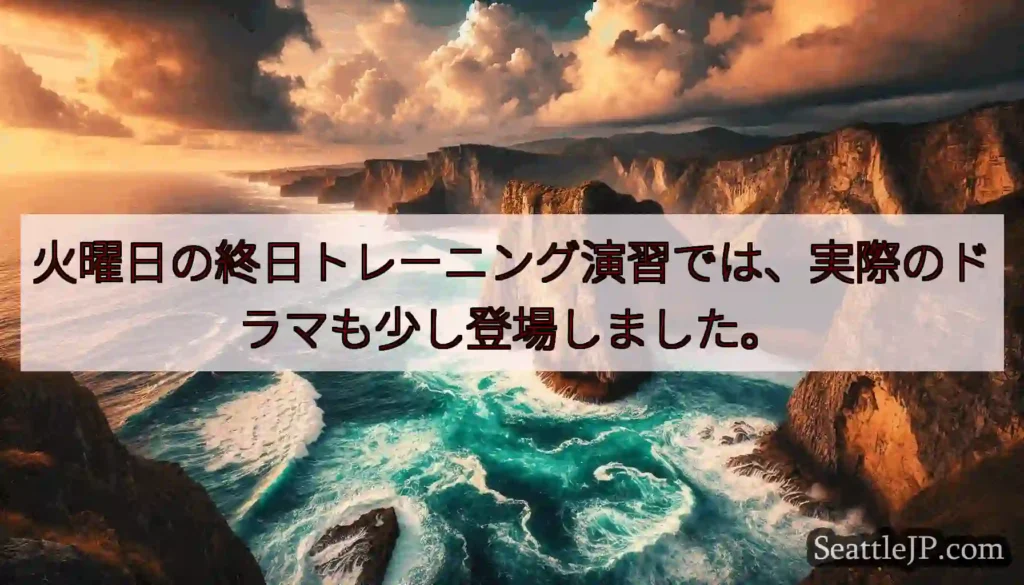 火曜日の終日トレーニング演習では、実際のドラマも少し登場しました。