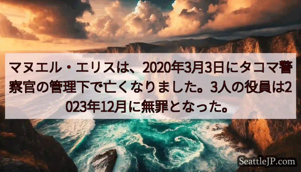 マヌエル・エリスは、2020年3月3日にタコマ警察官の管理下で亡くなりました。3人の役員は2023年