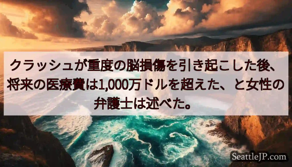 クラッシュが重度の脳損傷を引き起こした後、将来の医療費は1,000万ドルを超えた、と女性の弁護士は述