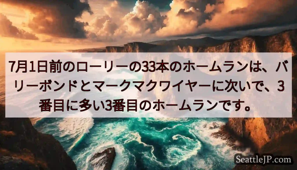 7月1日前のローリーの33本のホームランは、バリーボンドとマークマクワイヤーに次いで、3番目に多い3