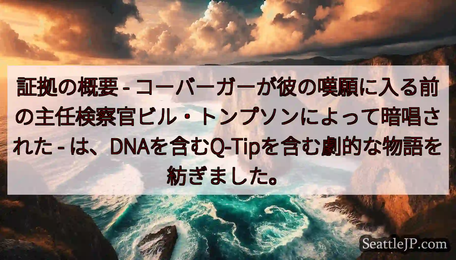 証拠の概要 - コーバーガーが彼の嘆願に入る前の主任検察官ビル・トンプソンによって暗唱された -