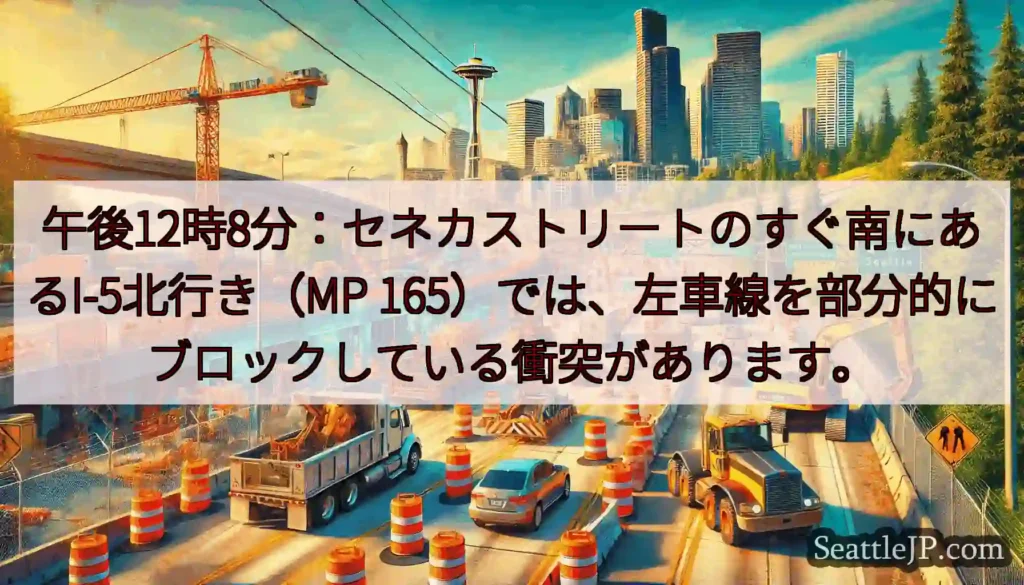午後12時8分：セネカストリートのすぐ南にあるI-5北行き（MP