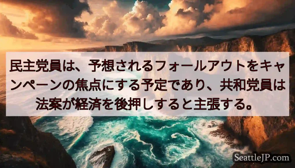 民主党員は、予想されるフォールアウトをキャンペーンの焦点にする予定であり、共和党員は法案が経済を後押