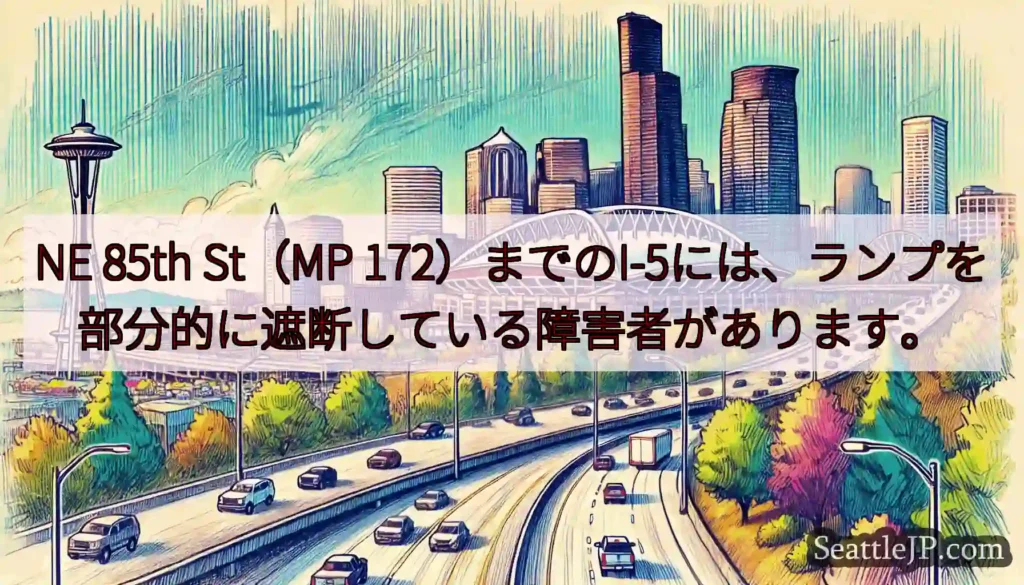 NE 85th St（MP 172）までのI-5には、ランプを部分的に遮断している障害者があります。